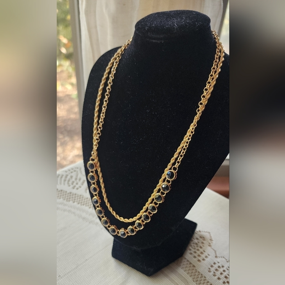 Elegant Gold and Black Necklace